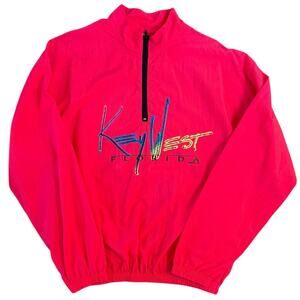 Key Florida Florida 1991 VTG Neon Pink 1/4 Zip Windbreaker Unisex One Size (XL)